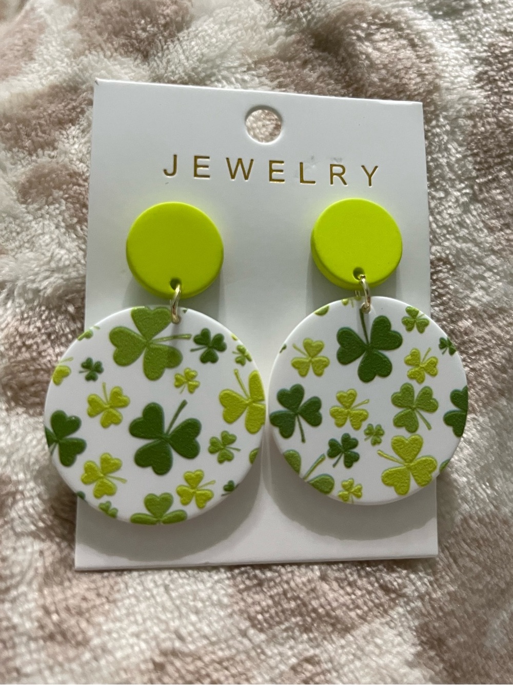 Fashion Jewelry Lime and Dark Green Shamrock Drop Earrings